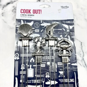 New Martha Stewart Collection Shish-kebab Set of 4 Decorative Metal Skewers